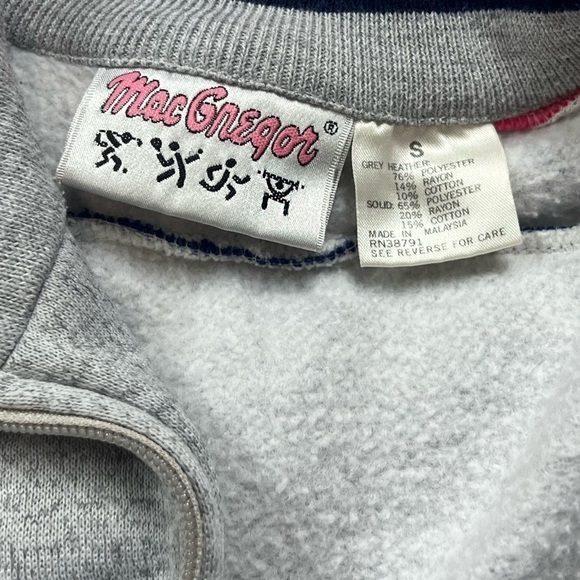 MacGregor Women’s Vintage Track Jacket Full Zip Sweatshirt Gray Pink Blue Small - Picture 8 of 13